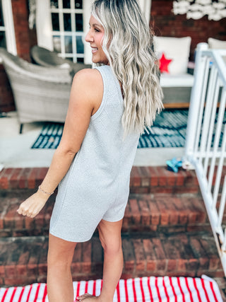 Easy Going Grey Textured Overall Romper