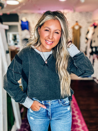 Black Coffee Snow Washed Oversized Sweatshirt