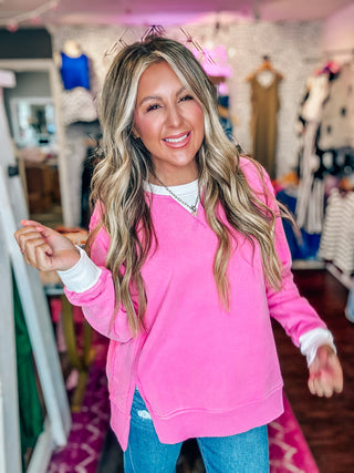 Cotton Candy Pink Snow Washed Oversized Sweatshirt