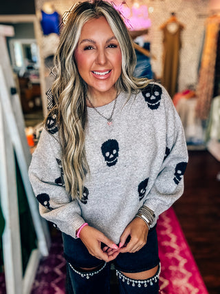 Skull Print Oversized Sweater