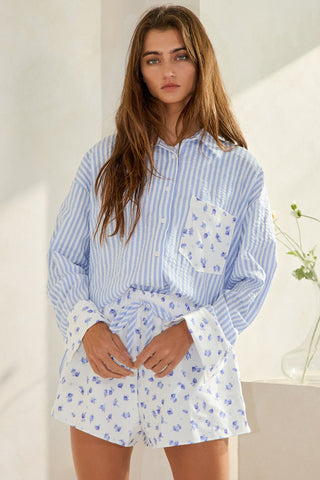 Floral Whimsical Shirt + Shorts Set