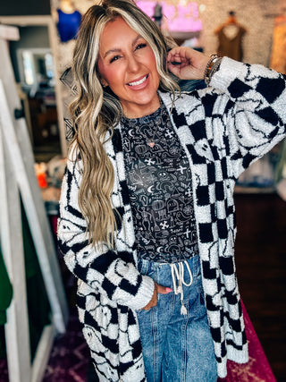 Checker Ghost Cloud Cardigan