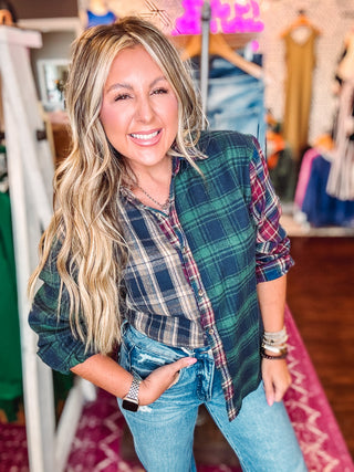 All Mixed Up Plaid Button Down Shirt