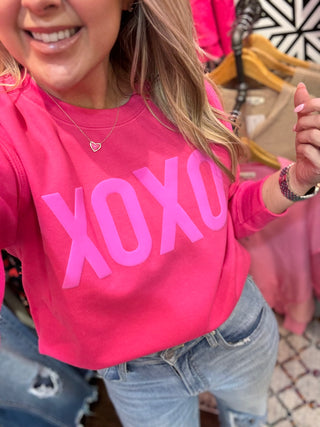 XOXO Pink Embossed Valentine's Day Sweatshirt