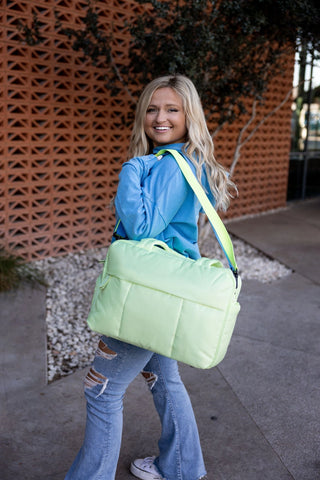 Puffer Quilted Duffle - Electric Lime