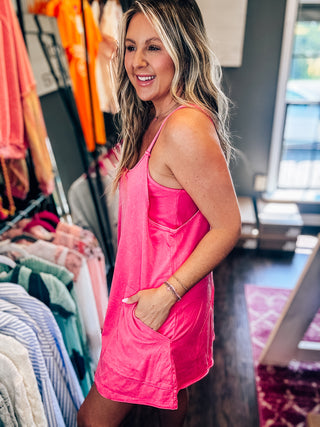 Let Me Know Pink Washed Knit Dress Romper