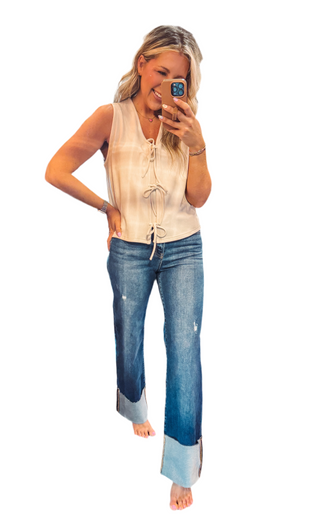 Risen High Rise Ankle Cuffed Jeans