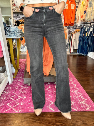 Mica Super High Rise Super Stretch Coal Vintage Flare Denim