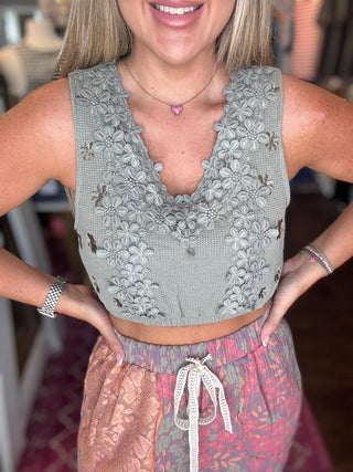 POL This Is Love Olive Knit Bralette Top