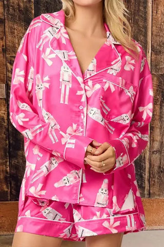 Pink Nutcrackers & Bow Pajama Set