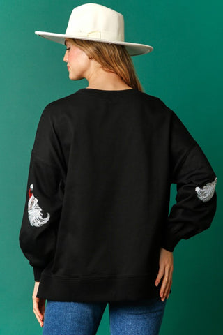 Black Sequin Santa Pullover