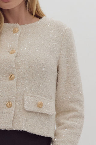 Oh So Chic Cream Sequin Jacket