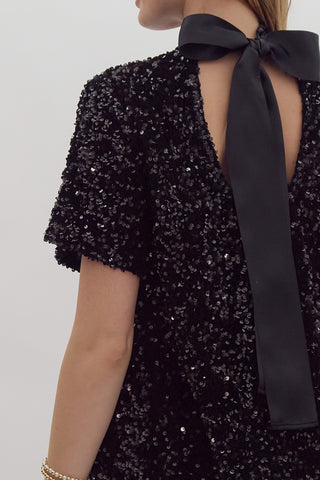 Little Black Sequin Holiday Dress