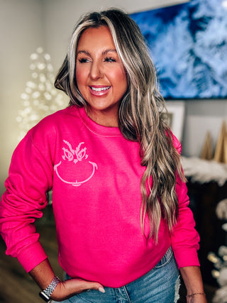 You're a Mean One Heliconia & Pink Puff Graphic Crewneck
