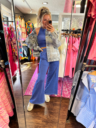 Fashion Forward Girl Royal Blue Halter Pant Set