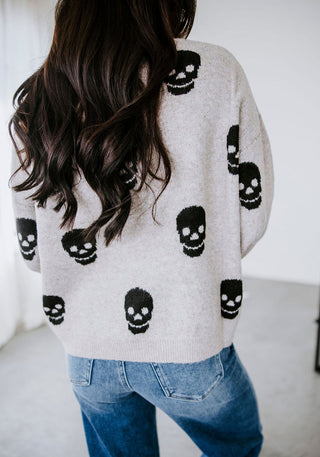Skull Print Oversized Sweater