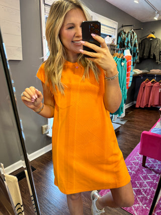 Cool And Comfy Textured Orange Dress