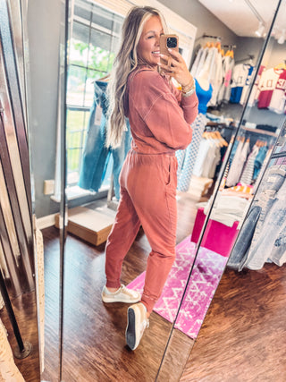 Oh So Comfy Rust Jumpsuit
