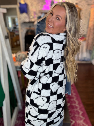 Checker Ghost Cloud Cardigan