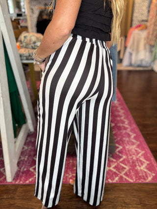Vertical Vibes Stripe Pants -Black