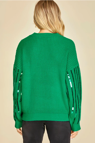 Dazzling Green Sequin Knit Sweater