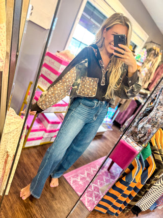 POL Patchwork Charm Waffle Knit Hoodie