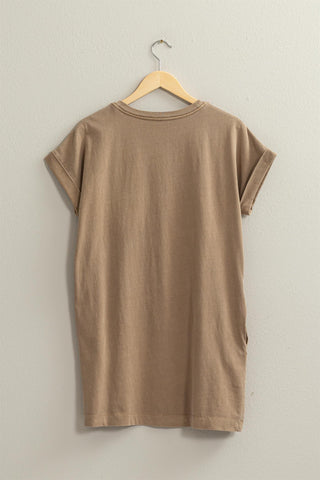 Effortlessly Stylish Mocha Brown T-shirt Dress