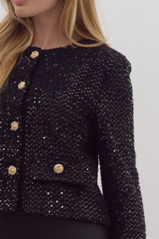 Oh So Chic Black Sequin Jacket