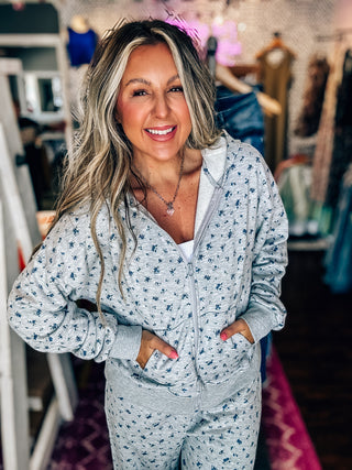 Daisy Dreams Zip-Up Lounge Set - Grey