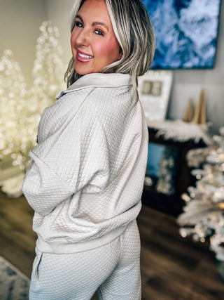 DOORBUSTER Quilted Cozy Lounge Top- Beige