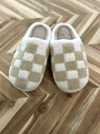 Tan Checkered Slippers