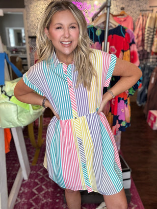 Just Being Playful Multi Stripe Dress