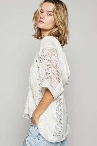 POL It’s All In The Details Natural Lace Detail Hoodie