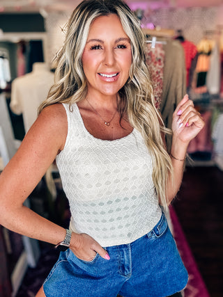 Double Layered Lace Tank-Butter Cream