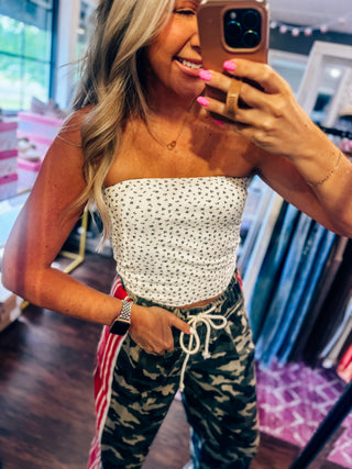 Ivory Ditsy Dream Strapless Top