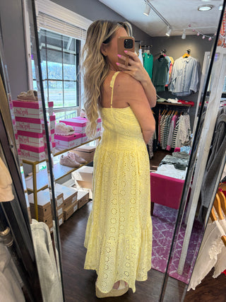 Sweet Breeze Eyelet Maxi Dress-Lemon