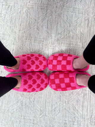 Pink and Red Checkered Slippers