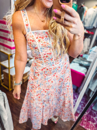 Floral Garden Corset Midi Dress