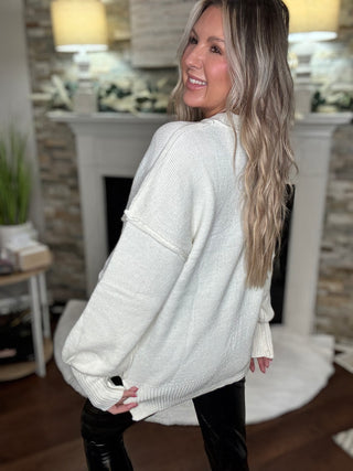 Not So Basic Ivory Oversized Sweater Knit Top