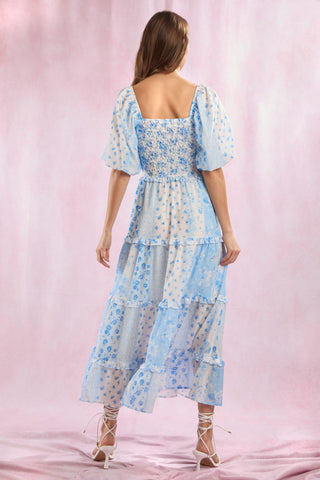 Ready To Bloom Blue Floral Maxi Dress