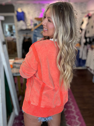 Orange Soda Snow Washed Oversized Sweatshirt