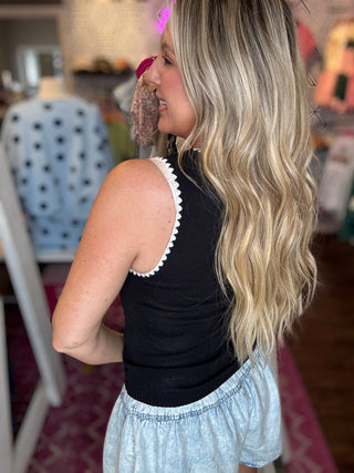 Blanket Style Sleeveless Knit Sweater Top-Black