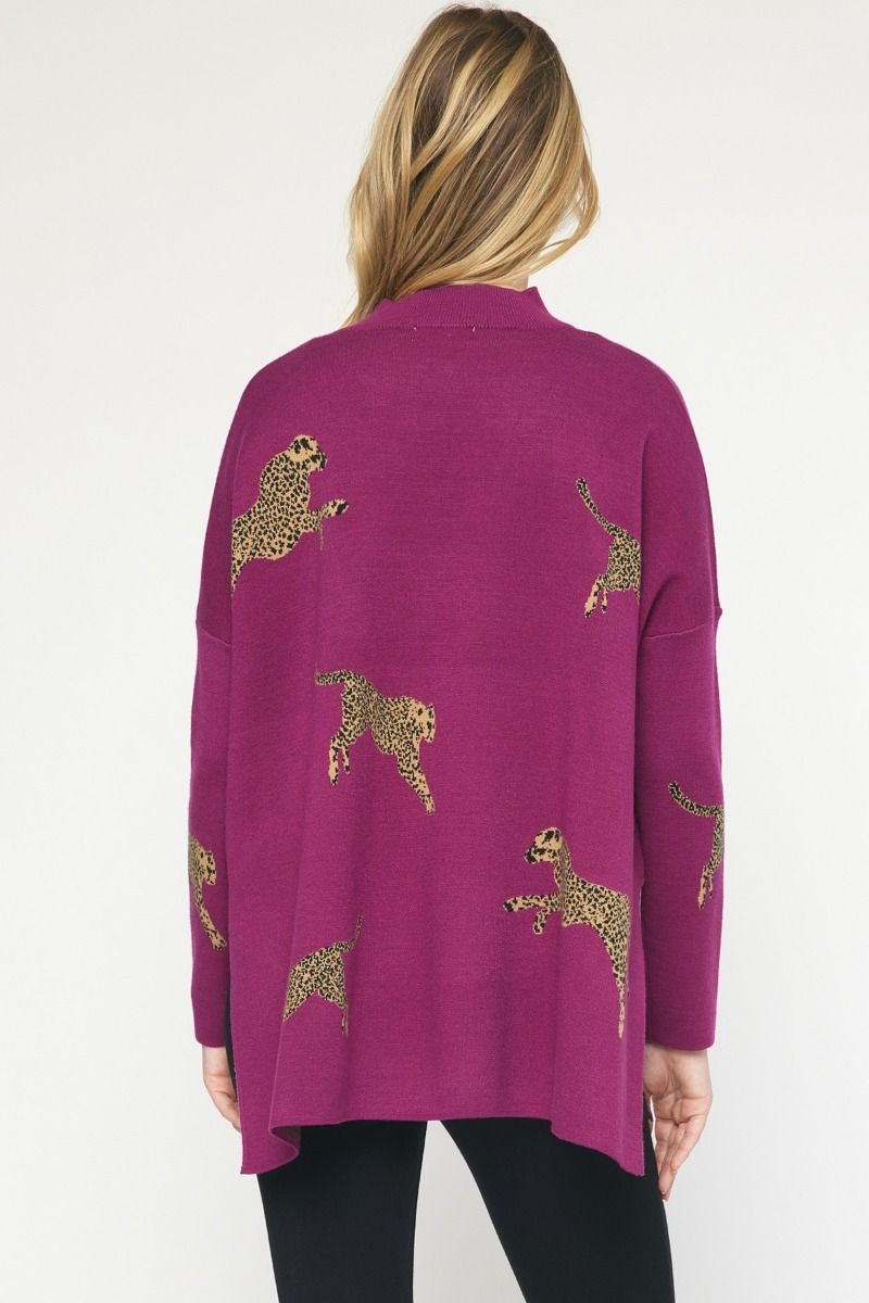 Next Level Plum Cheetah Print Sweater