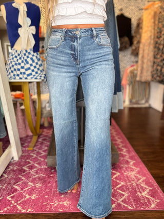 Risen High Rise Wide Leg Jeans