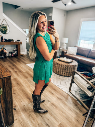 Knit Sweater Comfy Top & Shorts Set-Seafoam