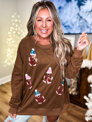 Sequin Nutcracker Brown Pullover