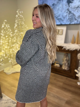 Pop of Pattern Herringbone Sweater Cardigan