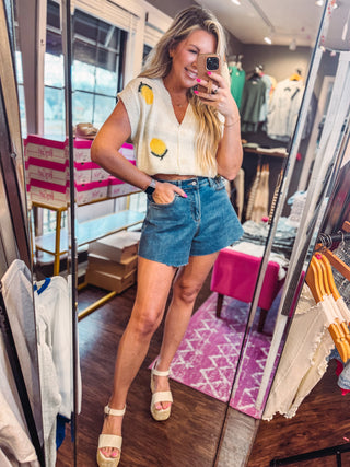 Lemon Graphic Summer Knit Sweater