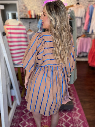 On My Heart Mocha Brown Striped Babydoll Dress