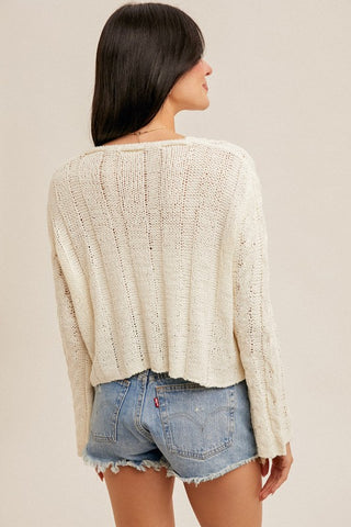 Delicate Touch Loose Knit Cream Cardigan Sweater